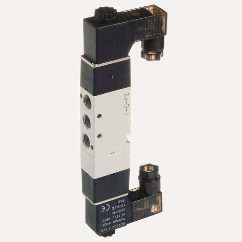 Изображение товара 4V130E-06 (4V130E06BG) пневмораспределитель Airtac 5/3 ОЦП, G1/8 с катушкой 24VDC, электромагнитный воздушный клапан