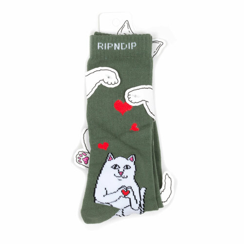 фото Носки ripndip носки с котом лордом нермалом ripndip socks, размер универсальный, черный, красный, зеленый