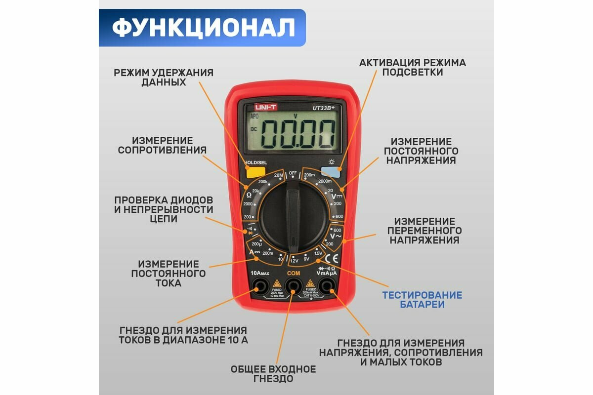 Изображение Портативный мультиметр UNI-T UT33B+ 13-0056