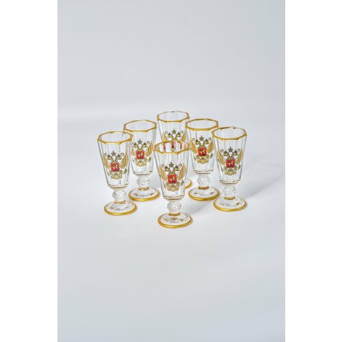 Лафитники, набор рюмок для водки 6 шт. Герб РФ