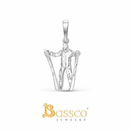 Подвеска Bassco, серебро, 925 проба, родирование, размер 1.8 см.