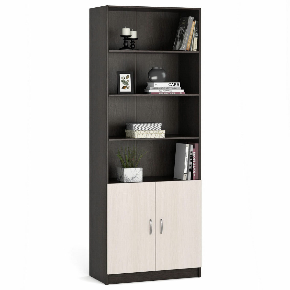 Шкаф для книг и документов 80 см МагМебель В33 венге дуб молочный