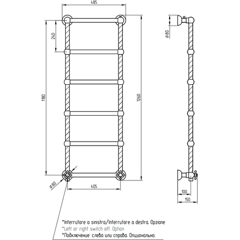 Полотенцесушитель электрический Migliore Edera 20301 126x48.5 см, L, бронза - фото №2