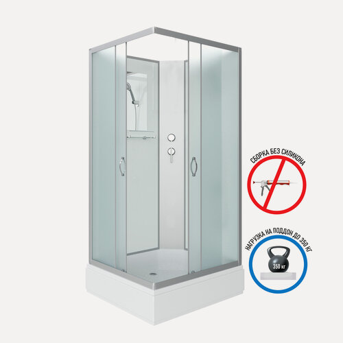 Изображение товара Душевая кабина Niagara Classic 90х70 NG-33974-14QBK средний поддон, стекло матовое, профиль серебро