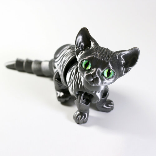 фото Подвижный котёнок сфинкс, игрушка антистресс, серый