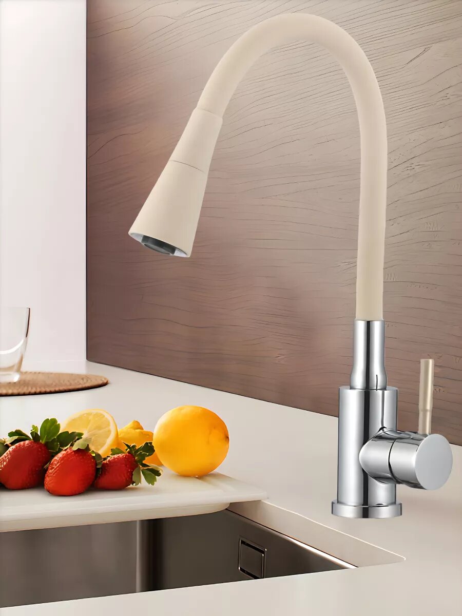 фото Смеситель для кухни для раковины для мойки кран кремовый S-3002AM12 Savol