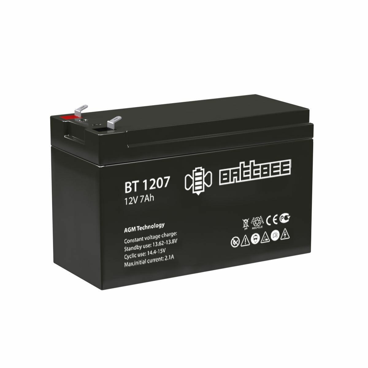 Аккумуляторная батарея BATTBEE (DELTA) BT 1207 12В/7Ач (V/Ah) F1. Разработана для пожарно-охранного, кассового, переносного оборудования, эхолотов, ИБП. Срок службы: 3 года
