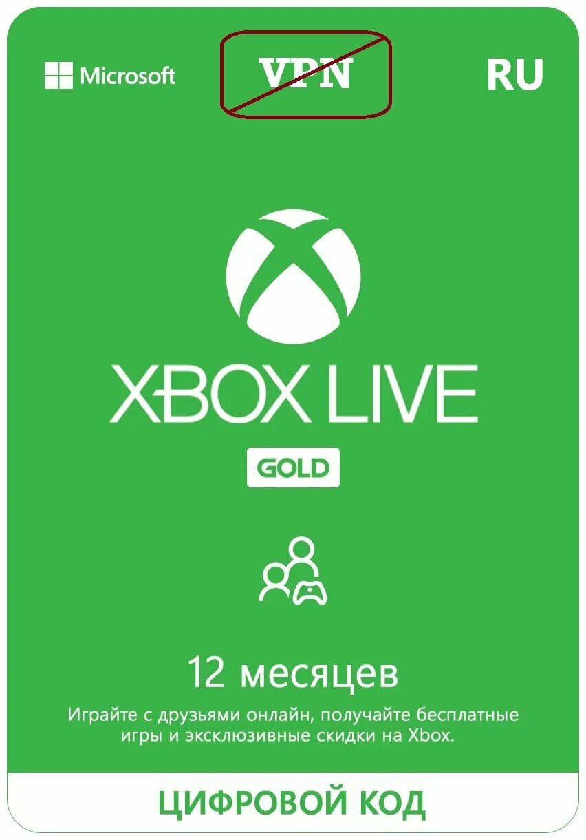 Подписка Xbox Live Gold (Game Pass Core) Россия без VPN на 12 месяцев, электронный 25-значный ключ Россия