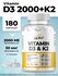 Витамин д3 2000 + К2 Vitamin D3 2000 IU + K2 50 mcg, 180 капсул д...