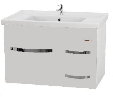 Тумба для ванны подвесная SanMaria Лимбург (9085), 85см, с 2 ящиками, с доводчиком, белая (без раковины)