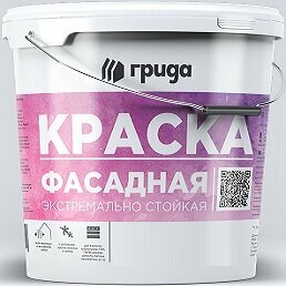 Краска Фасадная Грида 12кг  9л  Экстремально Стойкая  Белая  Матовая 