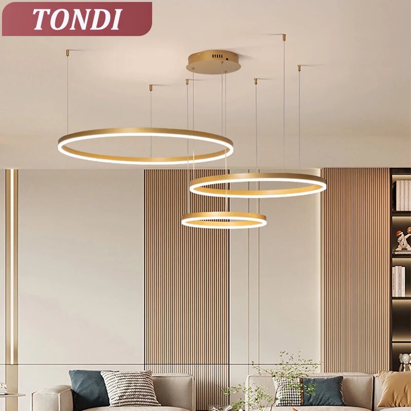 Подвесная люстра TONDI золотой и черный каркас, Black, 30 40 60 80 cm 4R, Brightness Dimmale