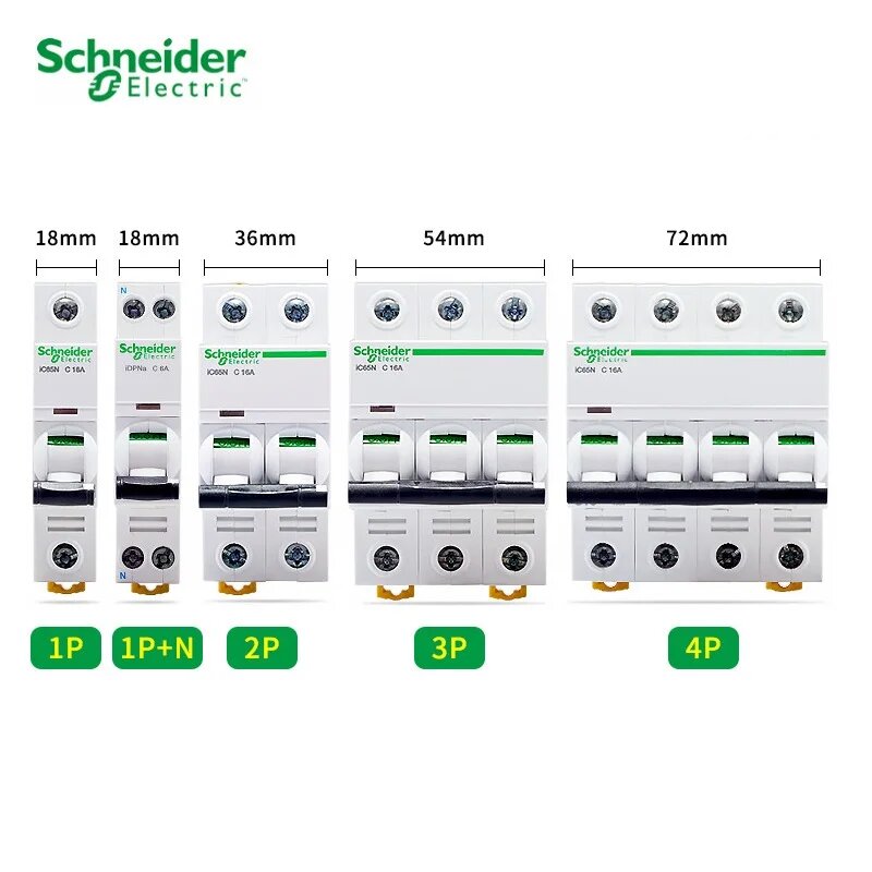 Автоматический выключатель Schneider Воздушный выключатель IC65N C25 1P+N C20A 2P 3P C25A 3P C63A 4P 1A 2A 4A 6A 10A 16A 20A 25A 32A 40A 50A 63A, 25A, 3P