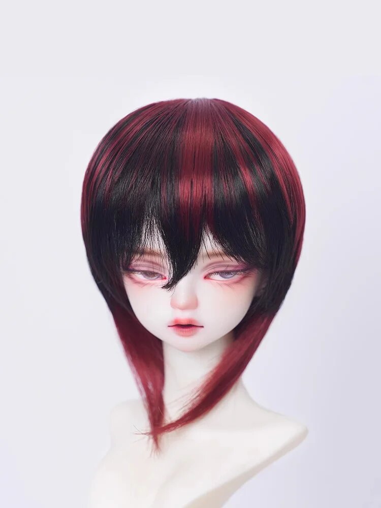 Парик для куклы BJD, Weinred black, 17.5-19см