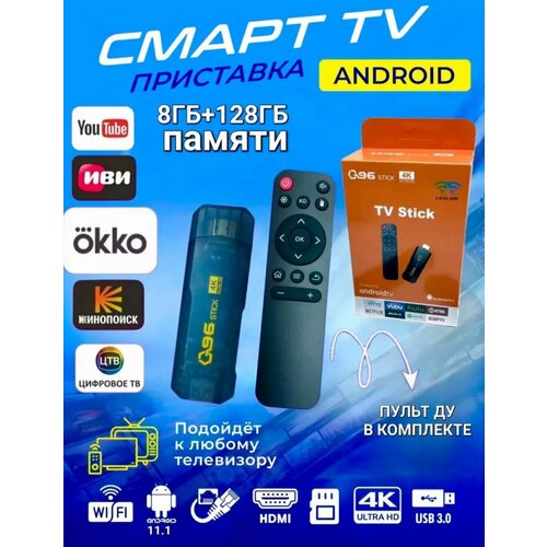 Смарт-приставка TV Stick 4K Ultra HD с пультом для Android TV 3290₽