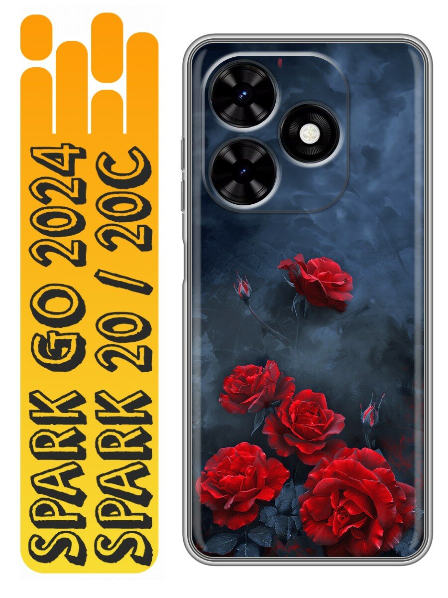 Чехол для Tecno Spark Go 2024, Spark 20, 20C, Pop 8 Розы (Техно Спарк Го 2024, Спарк 20, 20С, Поп 8)
