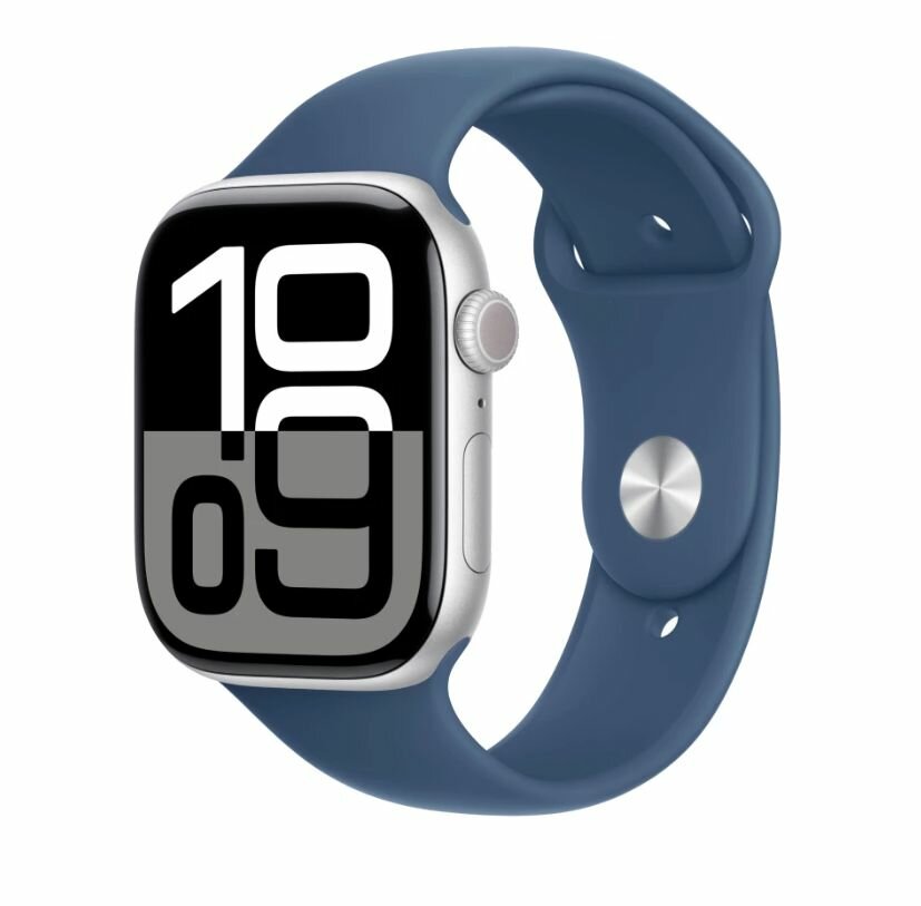 Apple Watch Series 10 46mm (MWWM3) Silver Aluminium Case with M/L Denim Sport Band