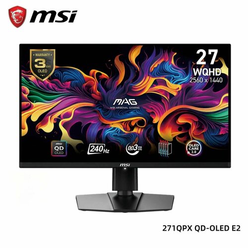 Монитор MSI MAG 271QPX QD-OLED 2K 265 OLED 2560x1440 360 Гц черный 88000₽
