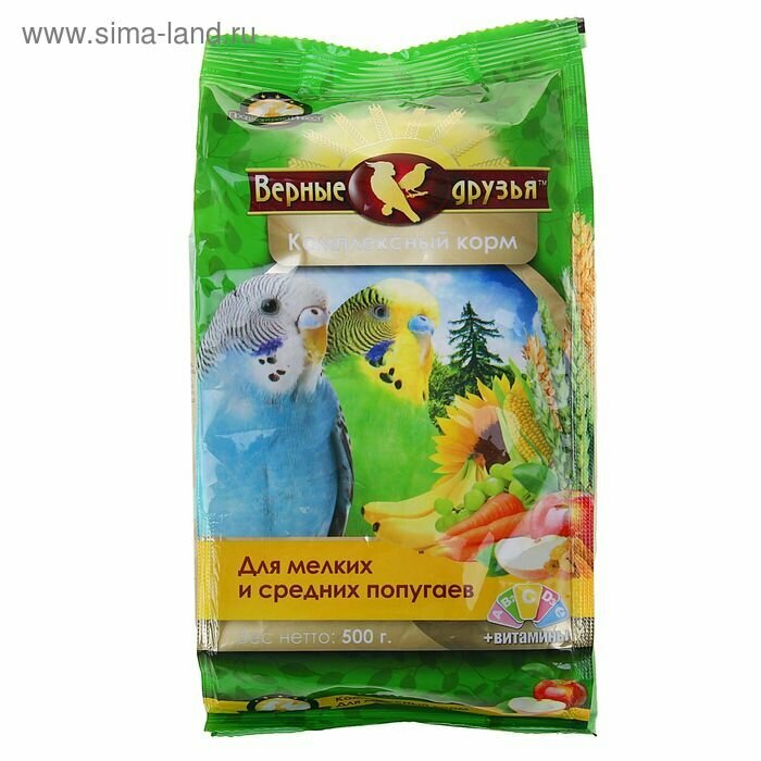 Корм "Верные друзья" для мелких и средних попугаев 500 г
