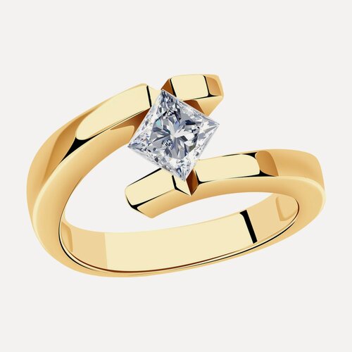 Изображение товара Кольцо, красное золото, 585 проба, фианит