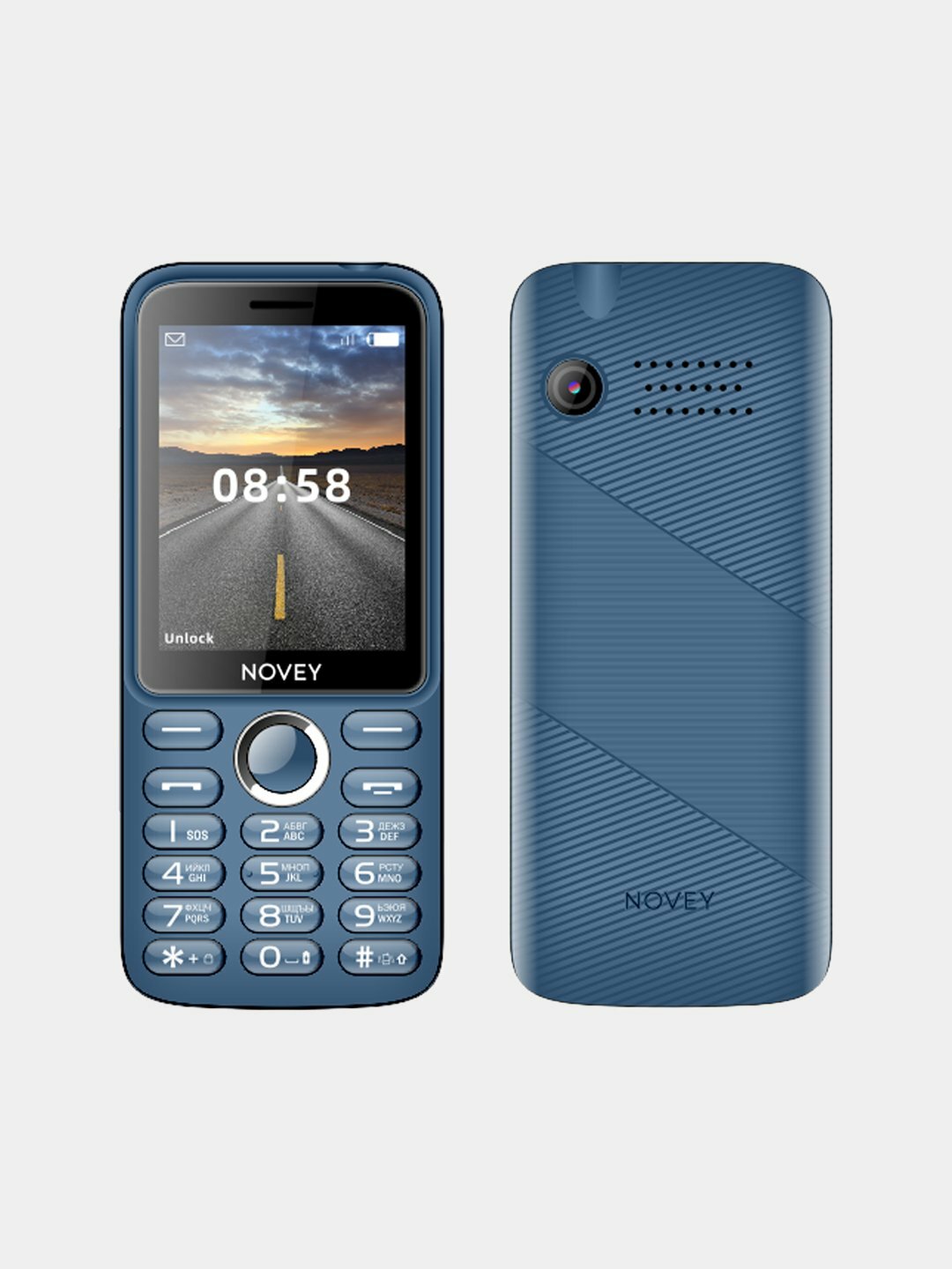 Кнопочный мобильный телефон Novey M365 2 - SIM слота, синий.