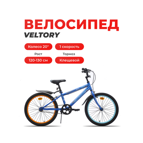Велосипед детский VELTORY 20V-901, синий, колесо 20D, на рост 120-140 см (7-10 лет)