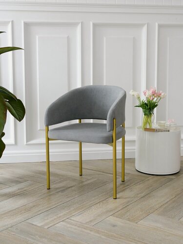 Изображение товара Стул кресло для кухни и гостиной мягкое с золотыми ножками, нагрузка 120кг