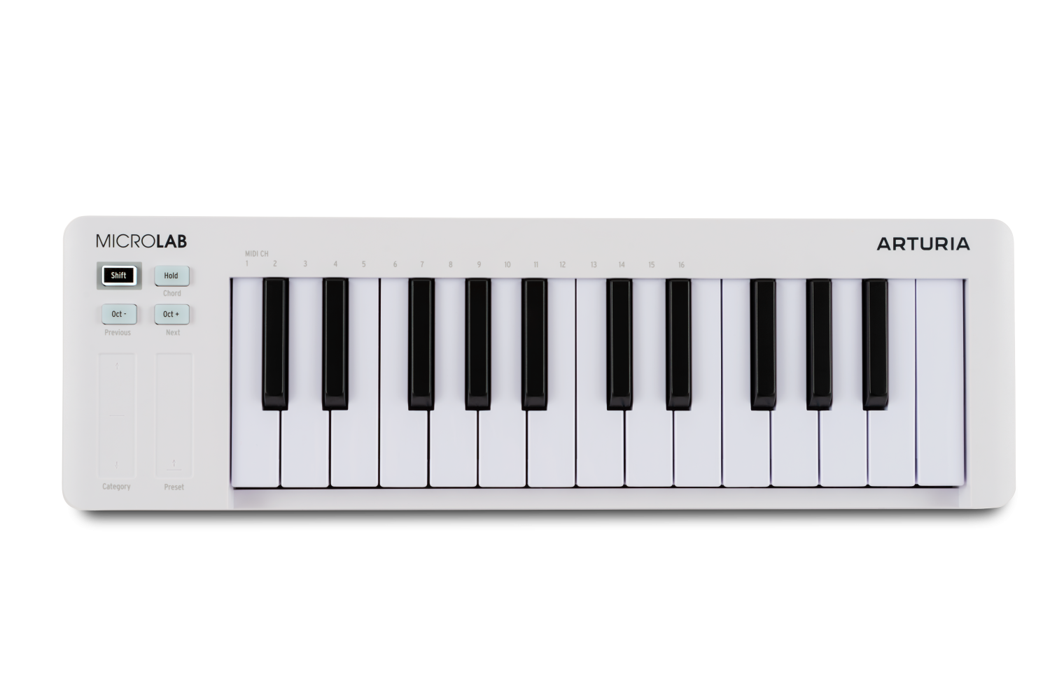 Arturia MicroLab 3 White MIDI клавиатура 25 клавиш, чувствительных к скорости нажатия, цвет белый
