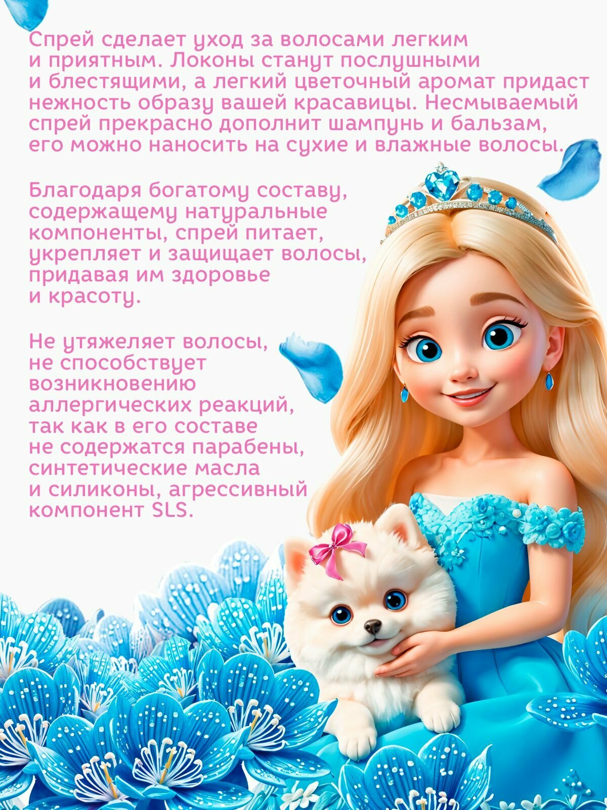 Спреи Для Волос Принцесса Спрей для легкого расчесывания Послушные кудряшки 150 мл