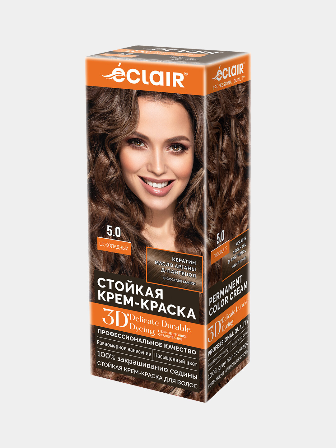 Крем-краска Eclair "Шоколадный", для закрашивания седины, 3D