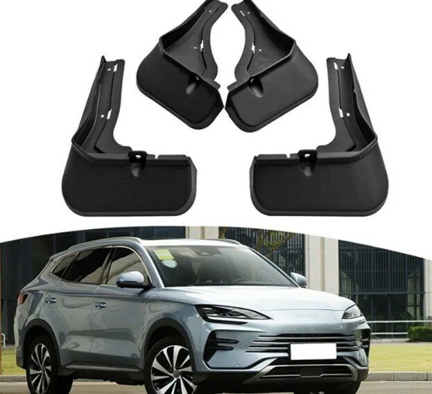 Брызговики универсальные, для BYD Song Plus, комплект 4 шт, полиуретан — фото 1