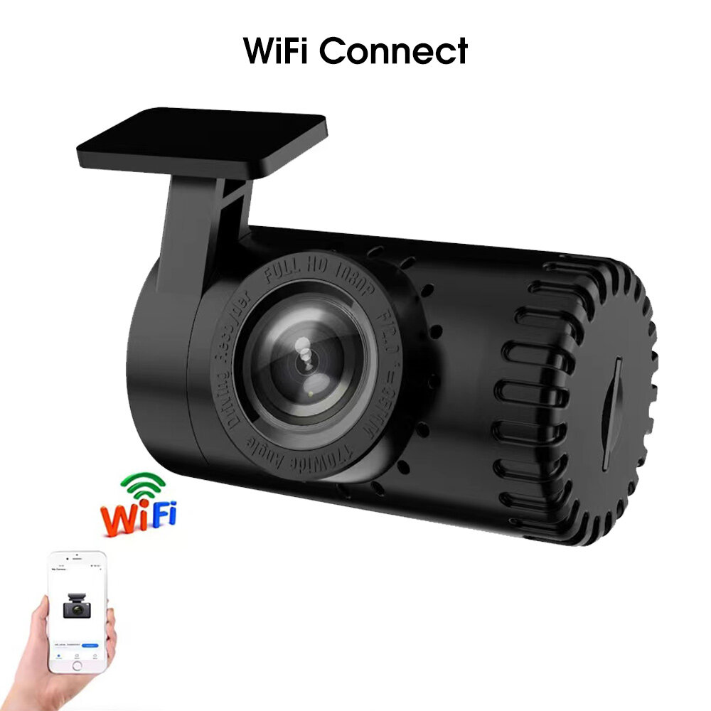 Мини-видеорегистратор для автомобилей Видеорегистратор 1080p Видеорегистратор Поддержка вращающейся камеры Циклическая запись видео Дополнительное подключение WiFi