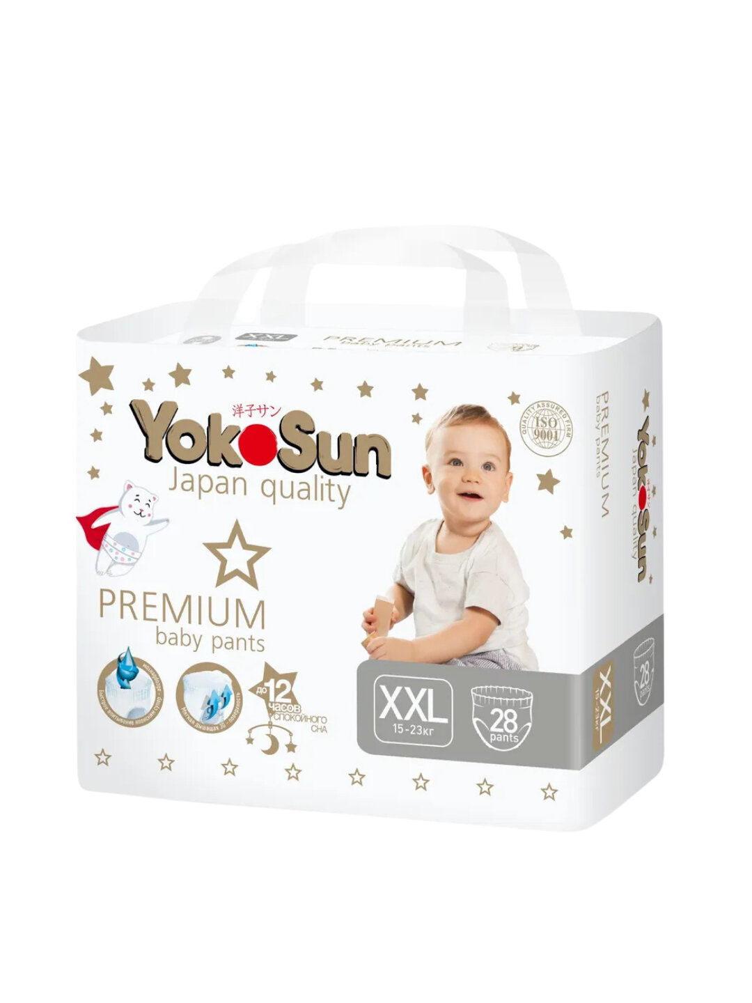 YokoSun Premium трусики-подгузники XXL, 28 шт, для детей 15–23 кг, с индикатором влажности