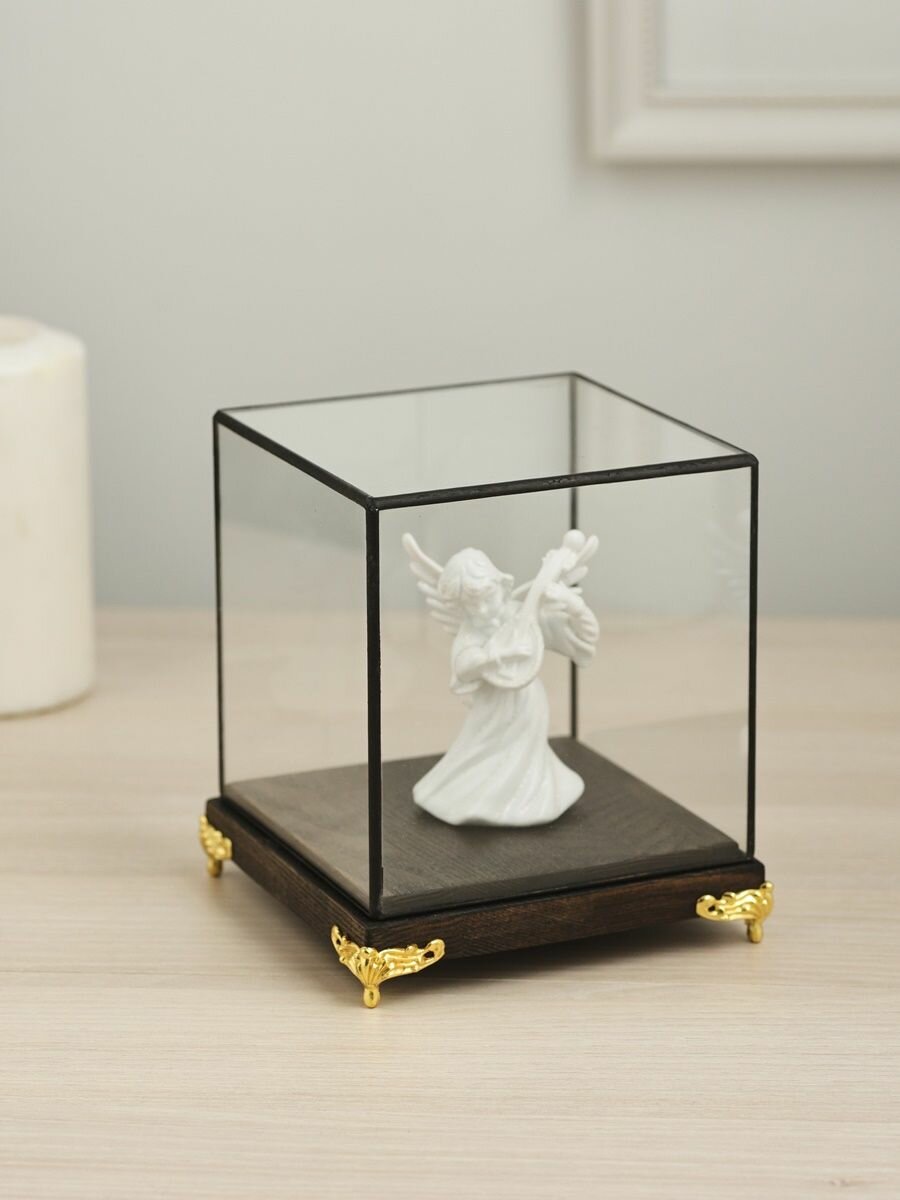 Стеклянный клош Арт-Птица, на ножках, французский стиль, 13х13см