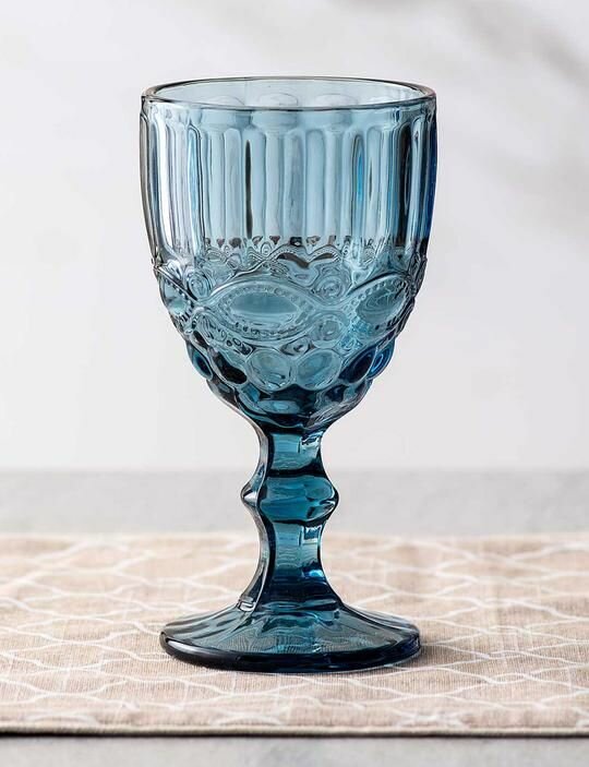 Бокалы цветные для вина, подарочный набор 250 мл 2 шт. синий. Стекло, для вина, воды, коктейлей. — фото 1