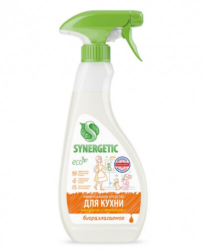 Чистящий спрей Synergetic Мандарин и лемонграсс для кухни универсальный 500 мл