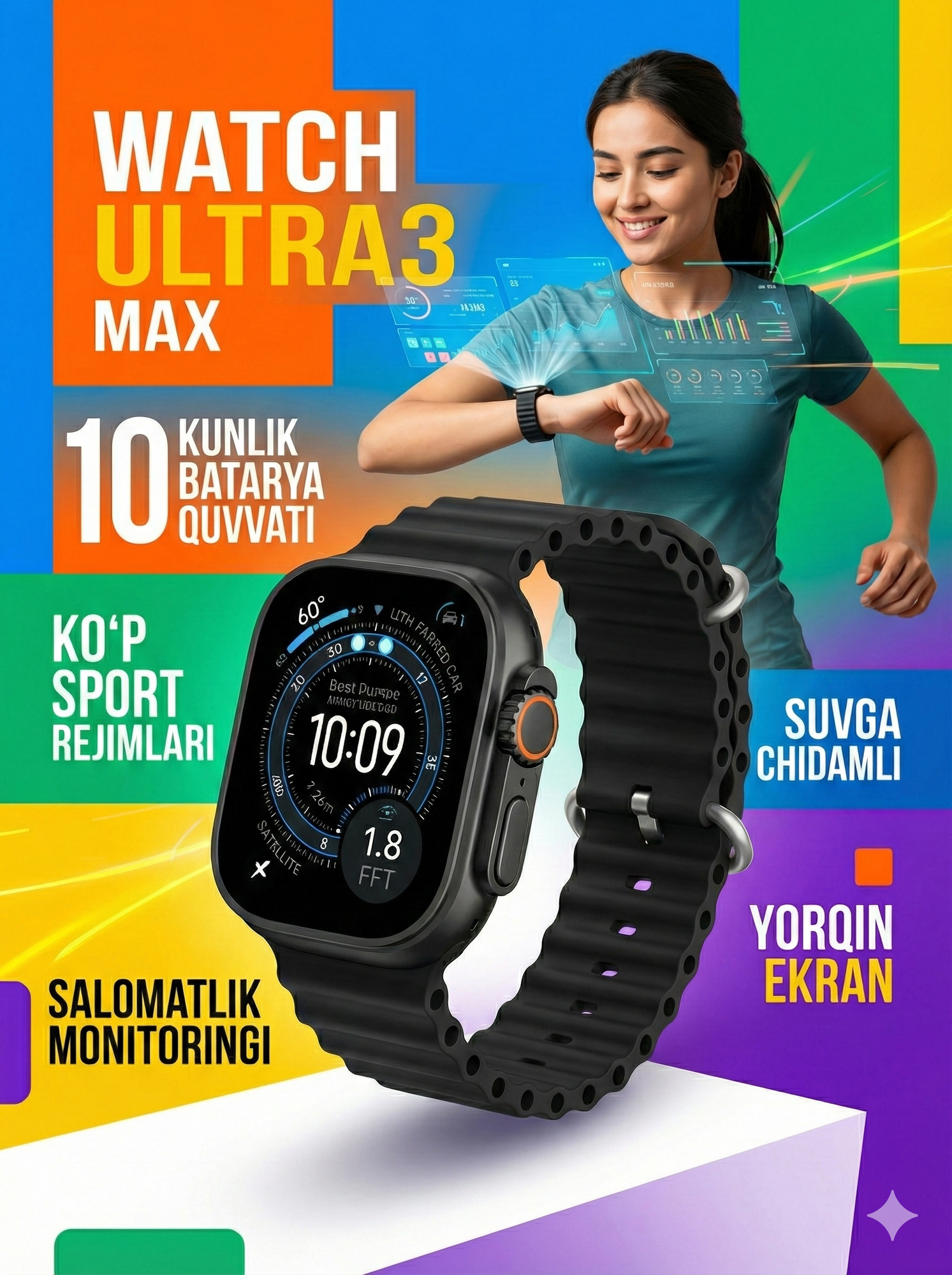 Умные часы Smart Watch X3 Ultra 49mm, беспроводная зарядка, гироскоп, компас