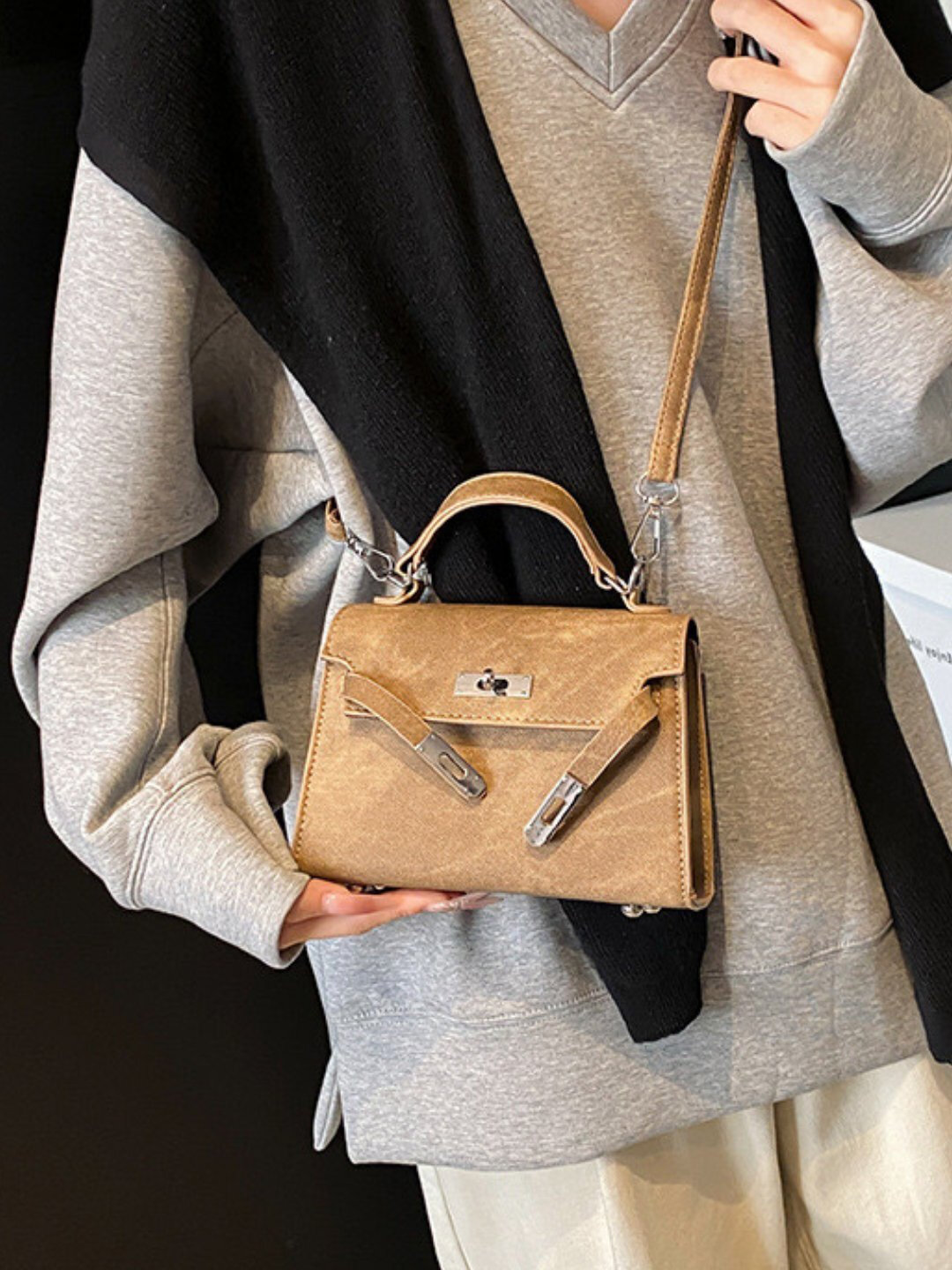 Сумка  Мини-сумка Hermes Kelly Style, бежевый — фото 1