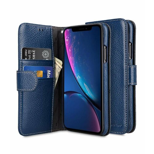 фото Кожаный чехол книжка melkco для apple iphone 12/12 pro (6.1") - wallet book type, темно-синий