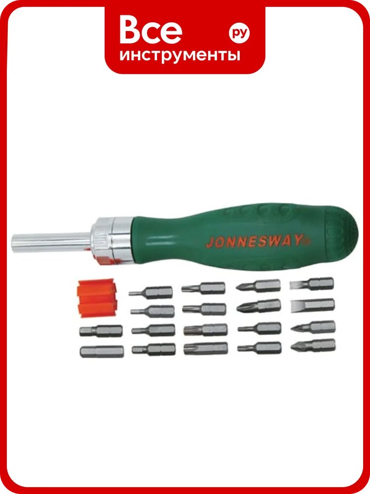 Трещоточная отверточная рукоятка с набором бит Jonnesway DR0119S 48819 048819
