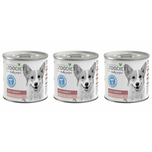 ZOODIET Конскрвы для собак разнообразная польза Multi-Benefit Heart & Liver Сердце и печень, 240 г, 3 шт