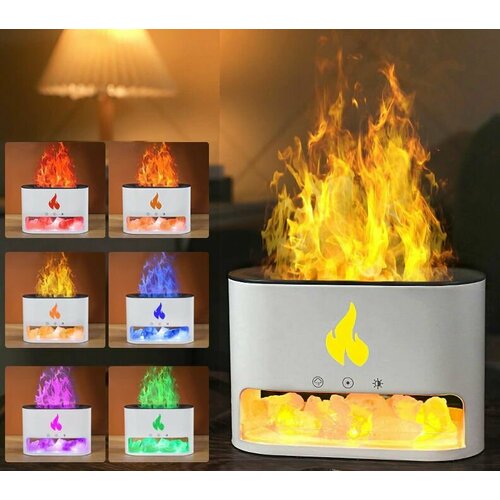 Увлажнитель воздуха аромадиффузер с эффектом пламени белый 220000₽