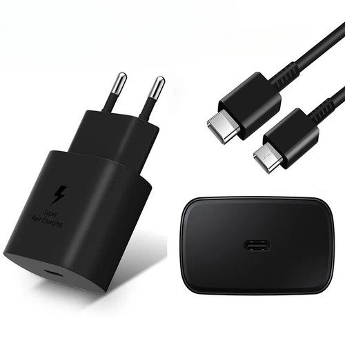 зарядное устройство для samsung super fast usb c 2 0 45w с кабелем блок питания для телефона быстрая зарядка сетевой адаптер Зарядное устройство/ Зарядный комплект: Адаптер питания Super Fast Charging 45W + Кабель USB Type-C / Быстрая зарядка 45W/ Black