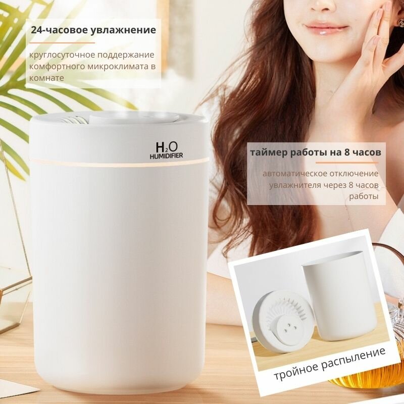 Увлажнитель воздуха Humidifier H2O , 4 литра, с тремя отверстиями - фотография № 2