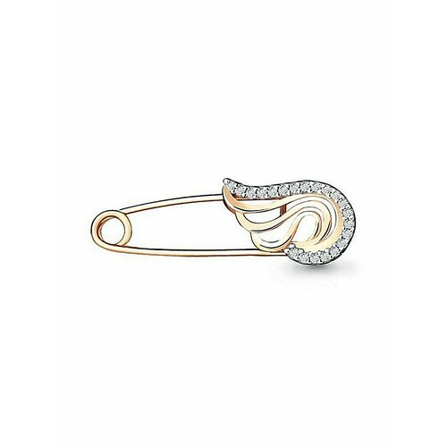 Брошь Thing Jewelry, серебро, 925 проба, золочение, фианит