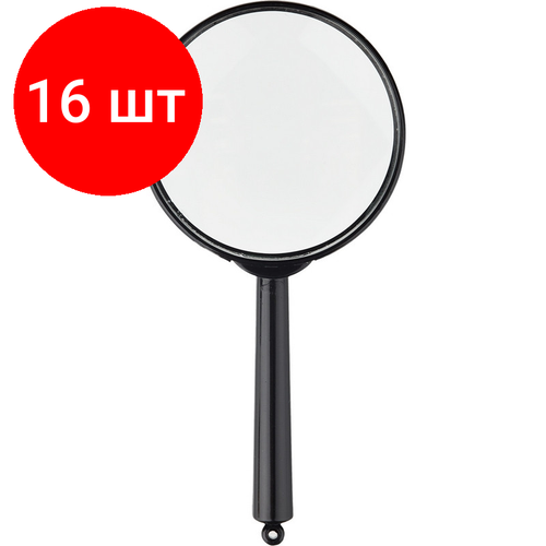 Комплект 16 штук, Лупа Attache, увеличение х6, диаметр 60мм, цв. черный, карт/кор.