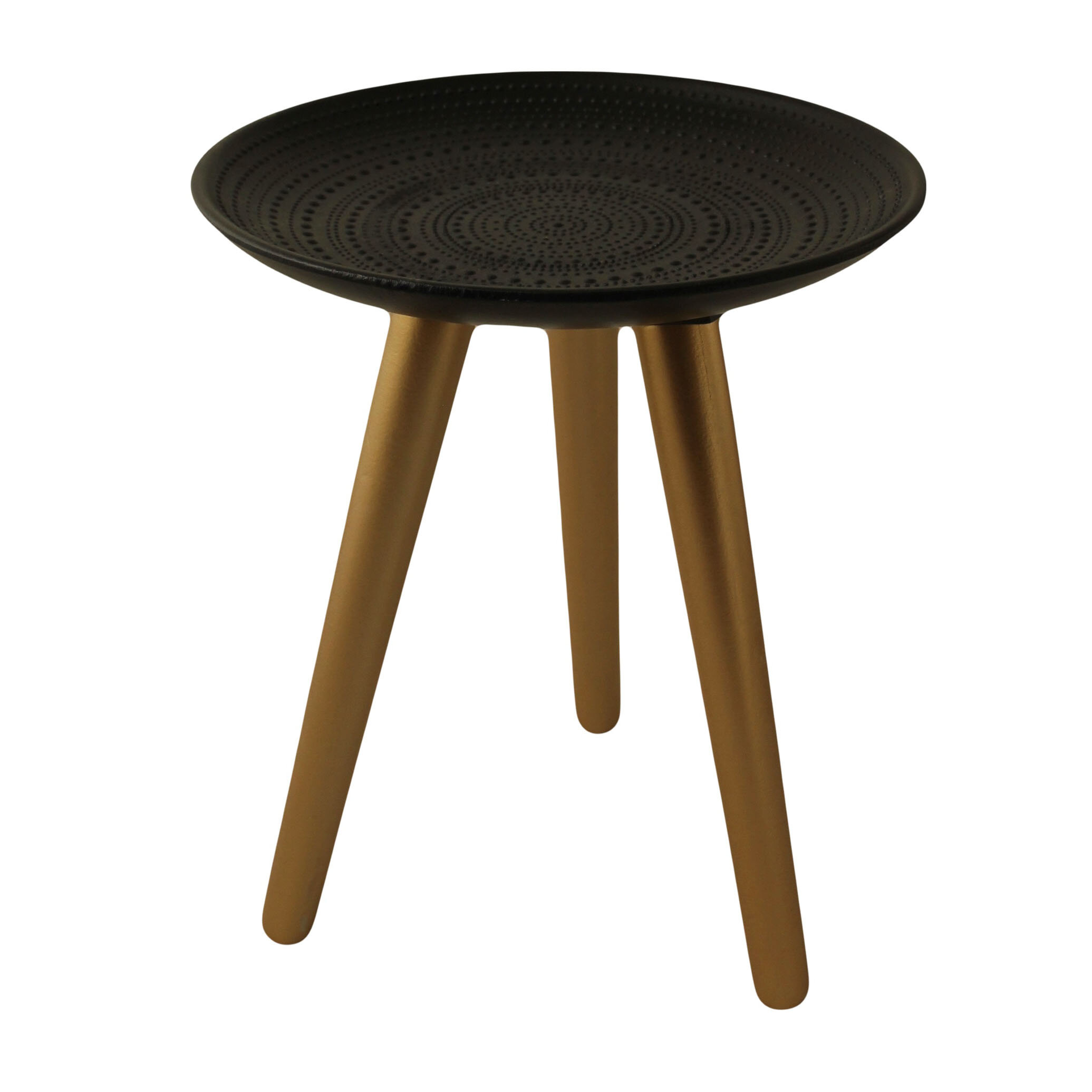 фото Столик круглый Арабика 30х37 см черный полуматовый золотые ножки