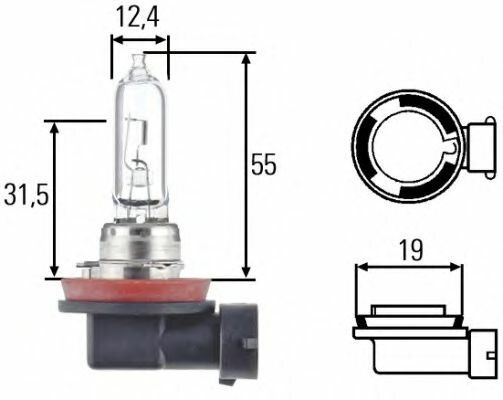 Лампа накаливания H9 12V 65W PGJ19-5 Hella 8GH 008 357-001