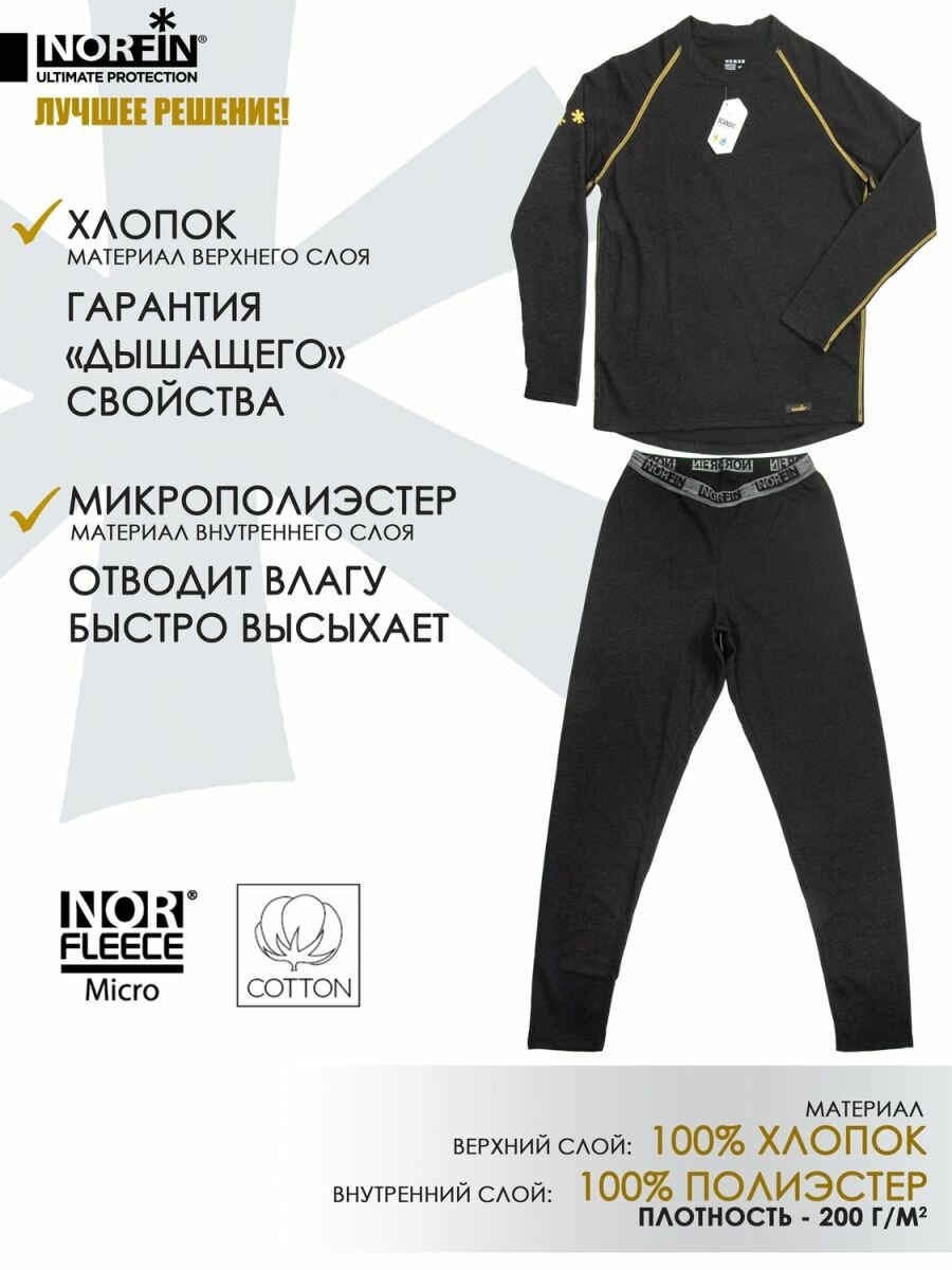 Картинки Комплект термобелья NORFIN SCANDIC CLASSIC COTTON размер L, размер L, черный