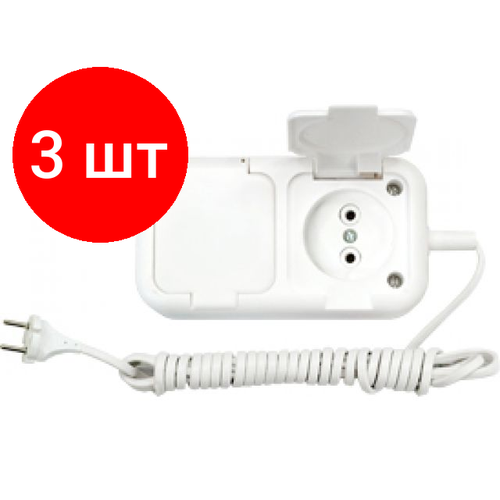 Комплект 3 штук, Удлинитель-шнур 3.5м (2 роз, 1.5кВт, б/з, ПВС 2x0.75) Bylectrica (У6-2223.5м) (BYLECTRICA)